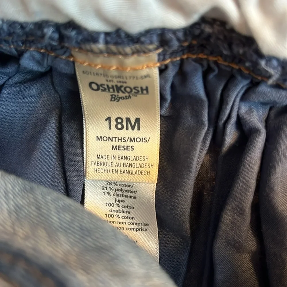 ⭐️⭐️PICK 5 / $20 OshKosh Toddler Girl Denim Overall Dress with Floral Design 18M - Picture 5 of 5
